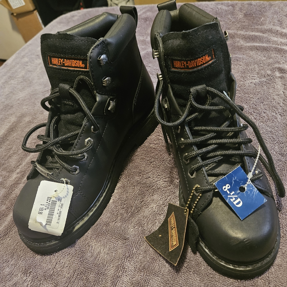 Harley-Davidson Black and Orange Leather Boots